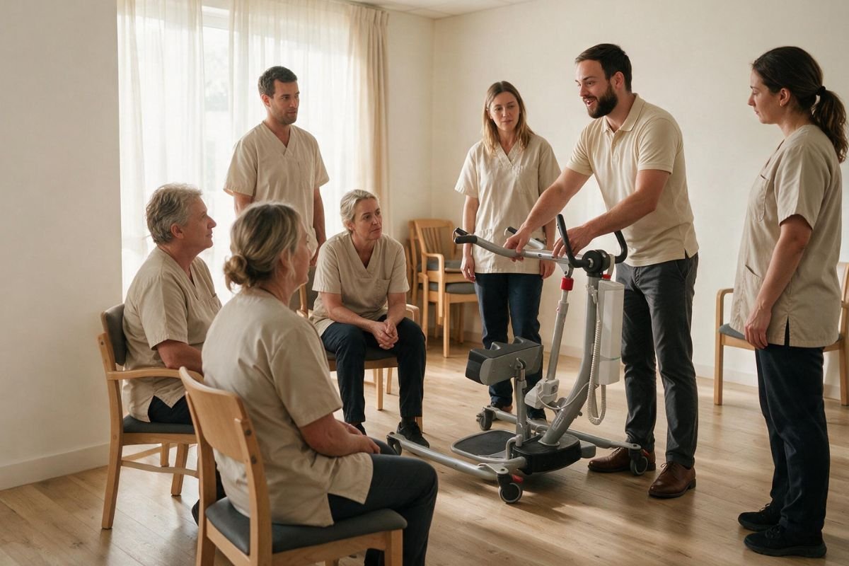 Formación en movilización segura impartida por EuroCare a un equipo de auxiliares